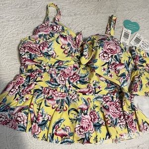 New a Torrid Vixen Flamingo 2 piece Swimsuit Size 1